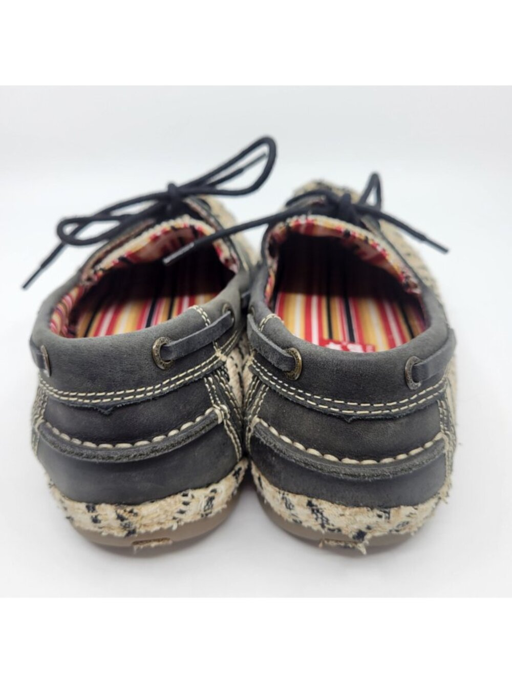 Tony Lama Women's Loafers Size 9B Lindale Canvas Lace-Up Woven Casual Flats Boat - Picture 7 of 10